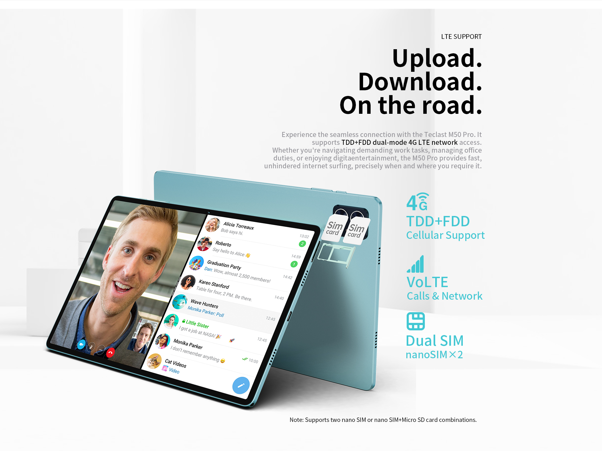 Планшет Teclast M50 Pro 10.1" 8Гб, 256Гб, Lte, 6000Ма•Ч, Android, Голубой + Портативное Зарядное Устройство Power Bank Belkin 20000mah, 30w, Pd For Macbook, White