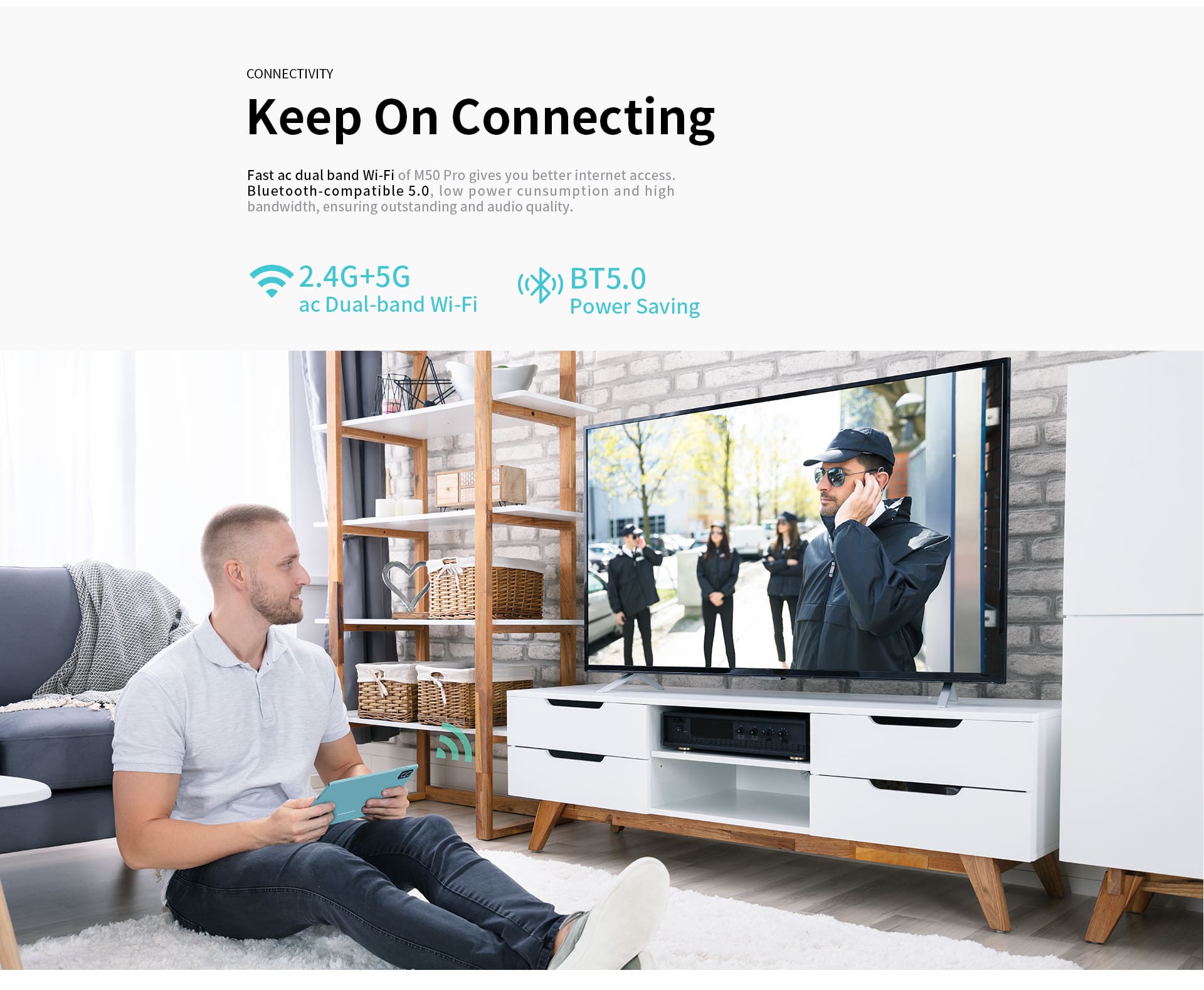 Планшет Teclast M50 Pro 10.1" 8Гб, 256Гб, Lte, 6000Ма•Ч, Android, Голубой + Портативное Зарядное Устройство Power Bank Belkin 20000mah, 30w, Pd For Macbook, White