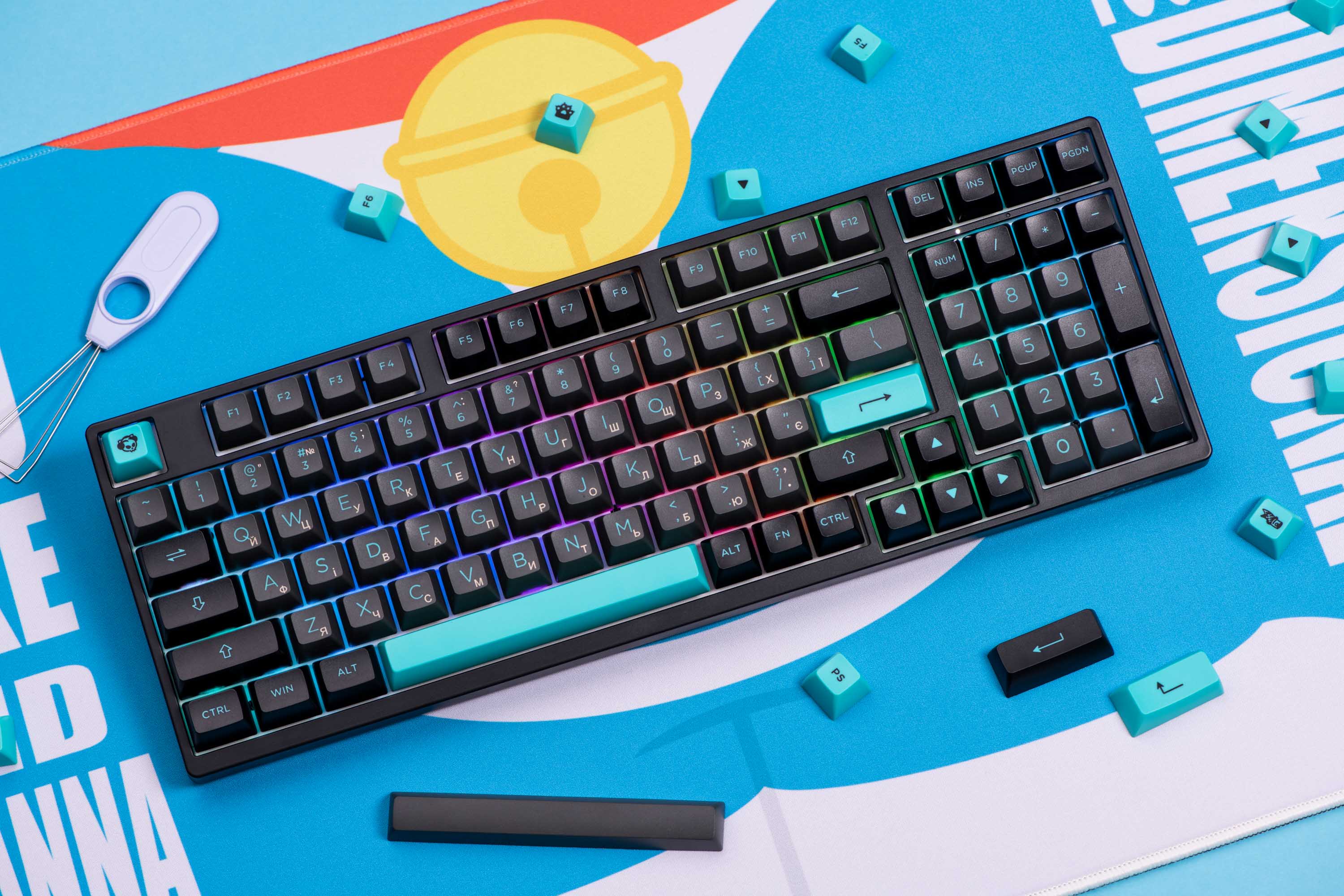 Клавиатура Akko 3098b Black&Cyan Cs Jelly White Rgb