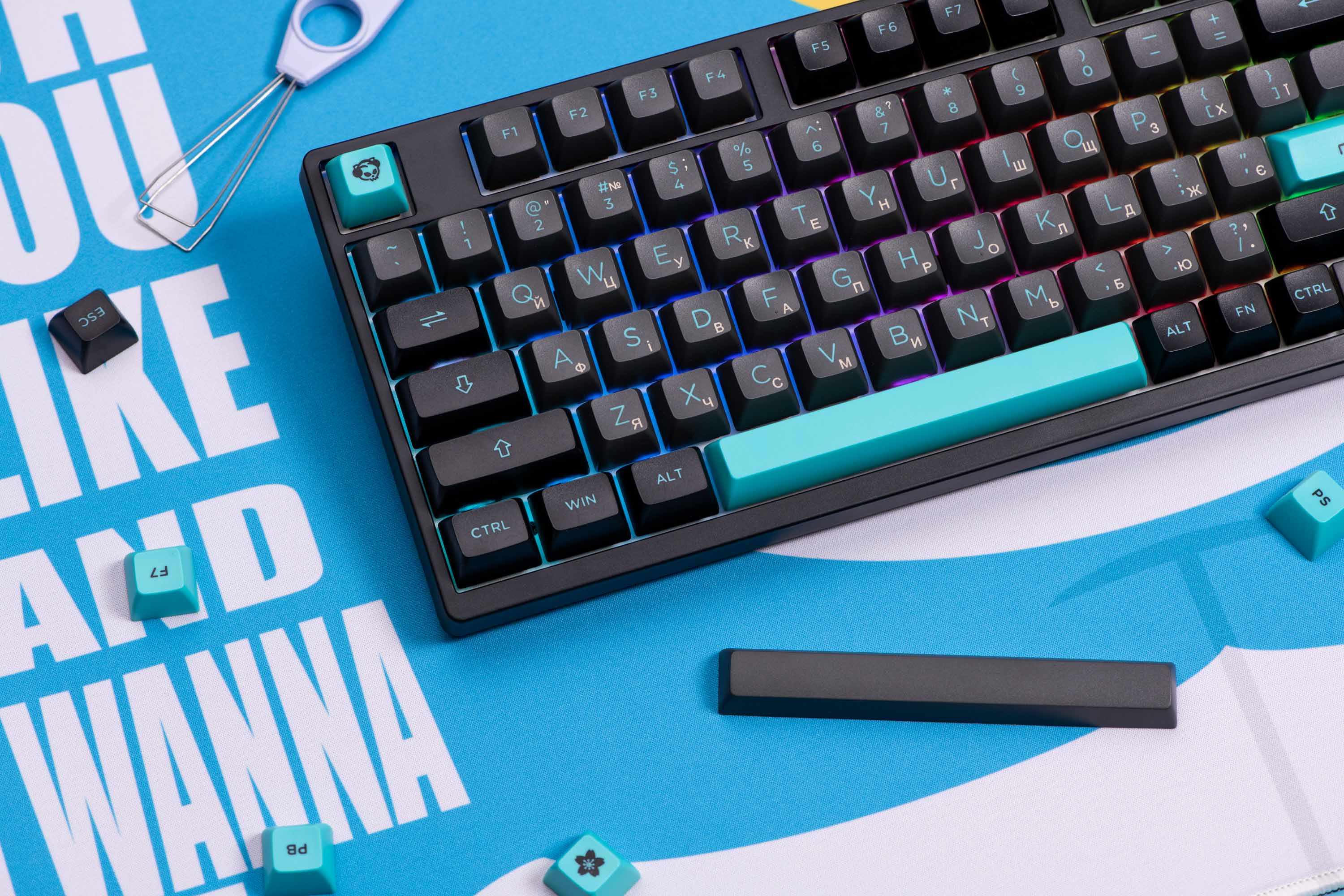 Клавиатура Akko 3098b Black&Cyan Cs Silver Rgb