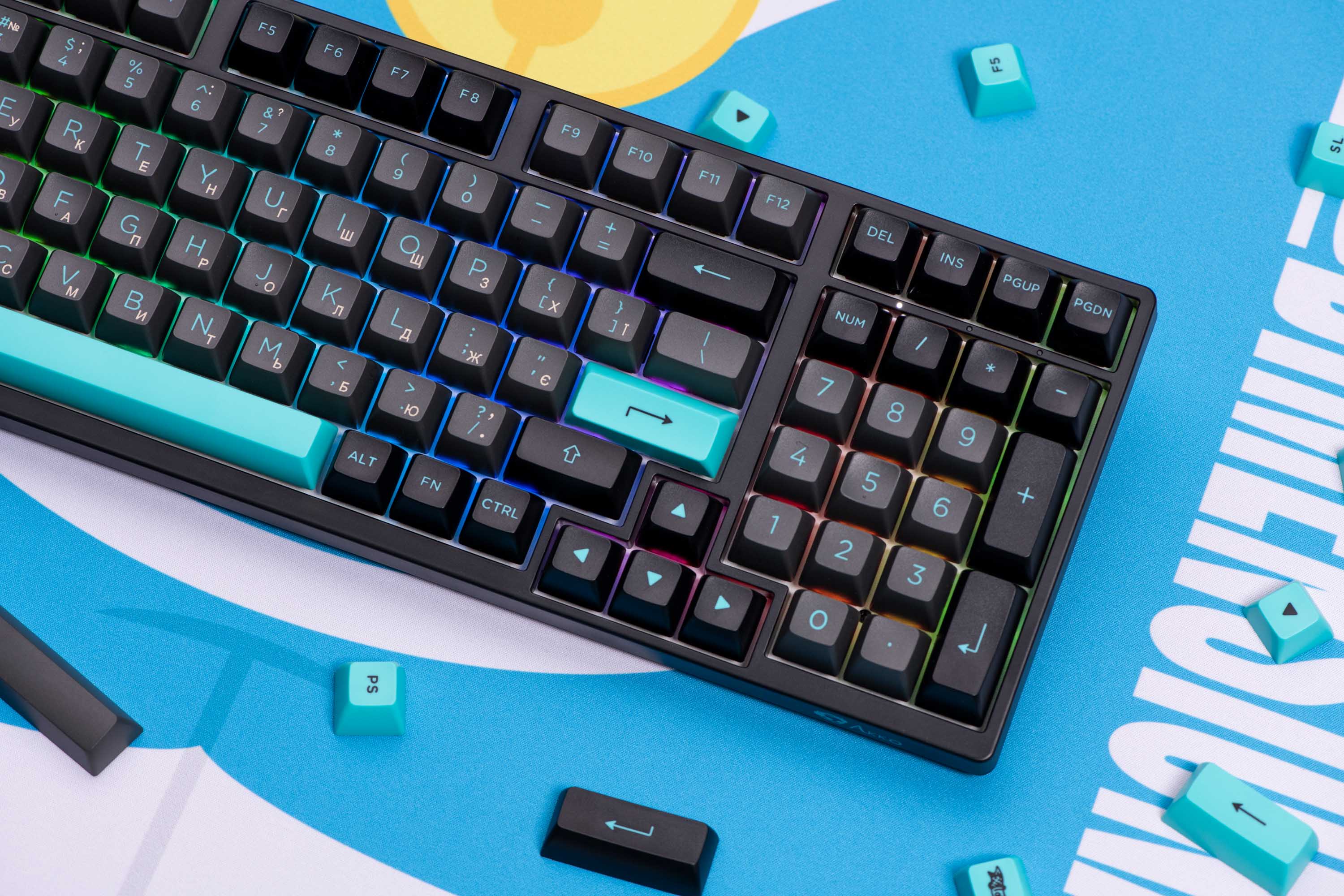 Клавиатура Akko 3098b Black&Cyan Cs Silver Rgb