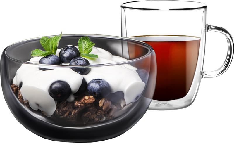 Набор Для Завтрака Ardesto, Чашка 270 Мл И Пиала 500 Мл, С Двойными Стенками, Боросиликатное Стекло