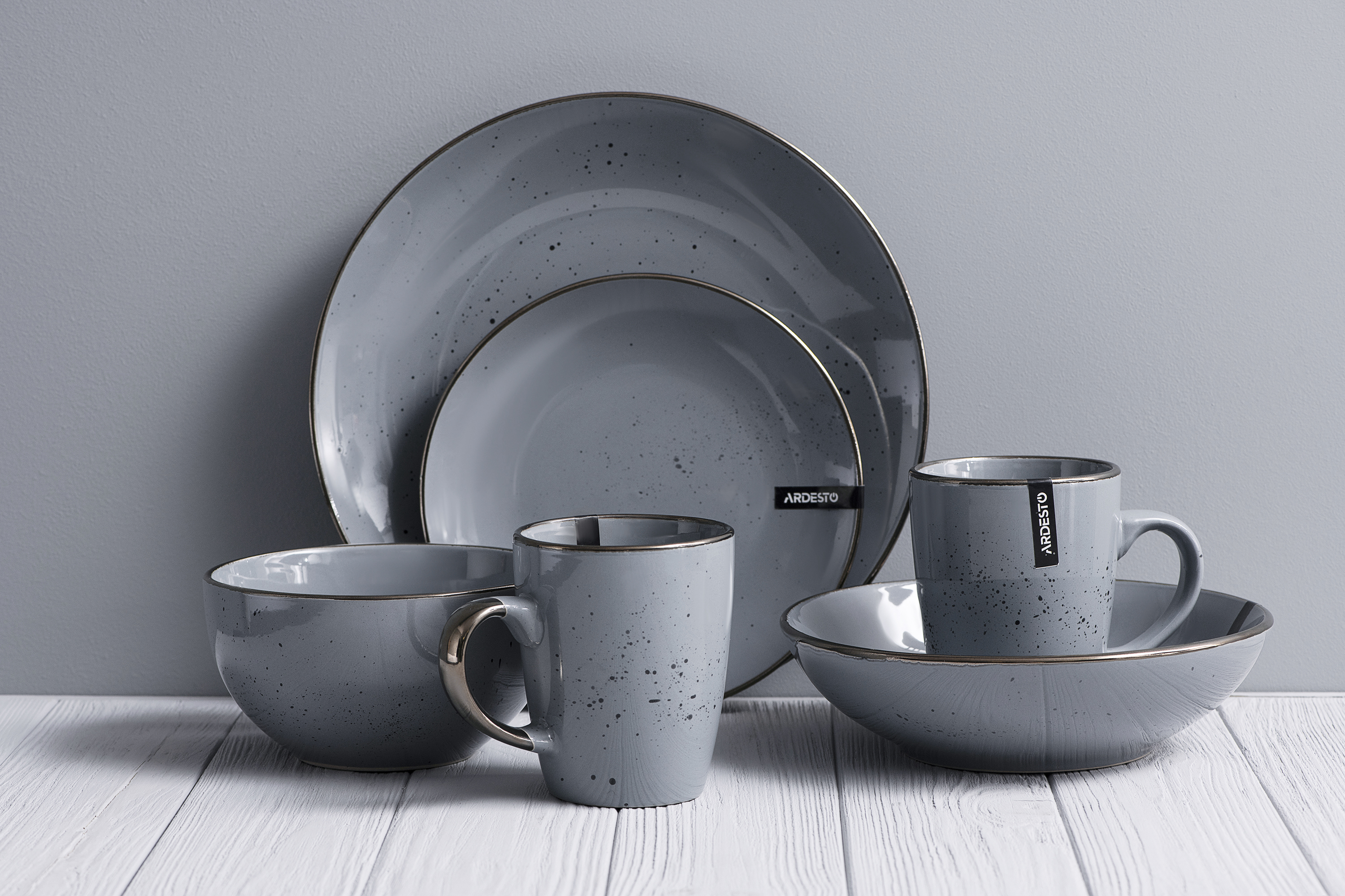 Комплект Из 6 Шт Тарелка Десертная Ardesto Bagheria, 19 См, Grey, Керамика