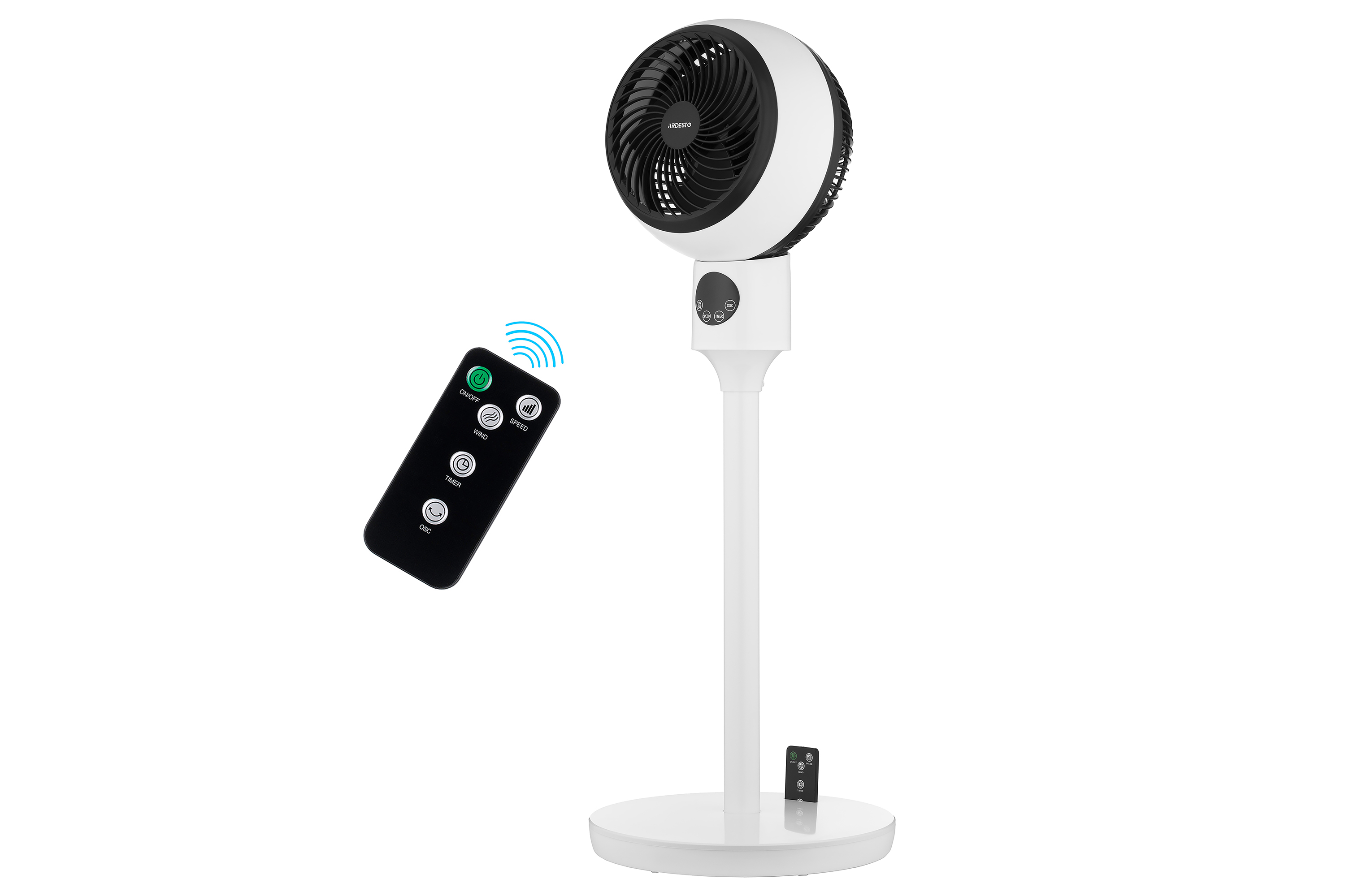 Вентилятор Напольный Ardesto Fnt-C880, Высота 88 См, Дисплей, Таймер, Пульт Ду, Белый/Чёрный