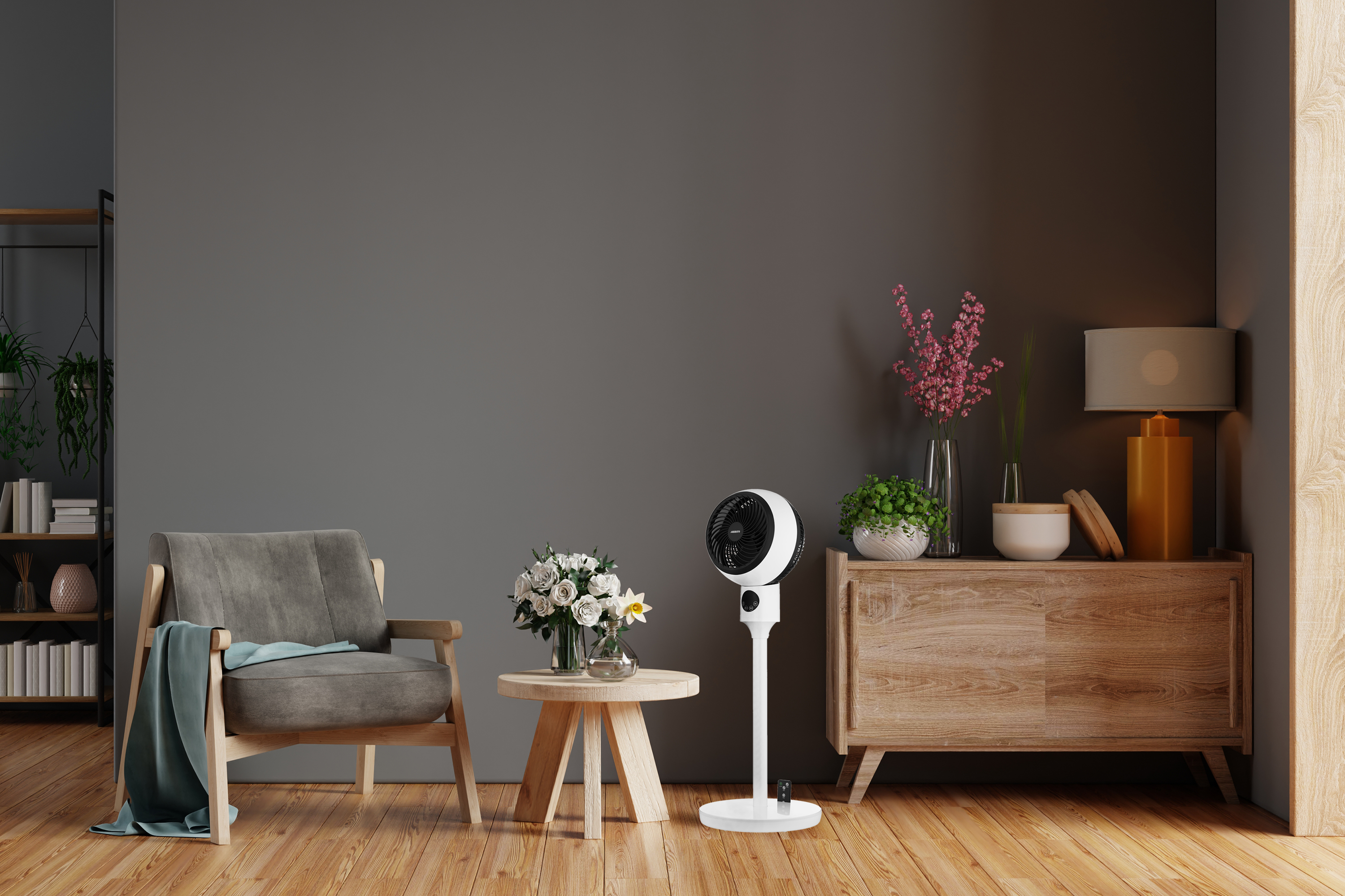 Вентилятор Напольный Ardesto Fnt-C880, Высота 88 См, Дисплей, Таймер, Пульт Ду, Белый/Чёрный