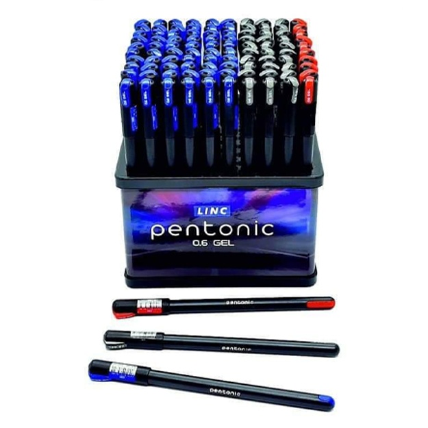 Ручка гелевая Pentonic Gel 0,6мм (сн-60, чр-30, кр-10) Linc в дисплее 100