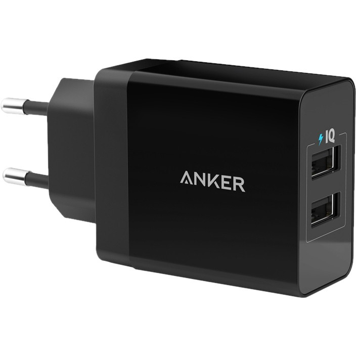 Зарядное устройство Anker 24W wall charger 2-Port EU Black