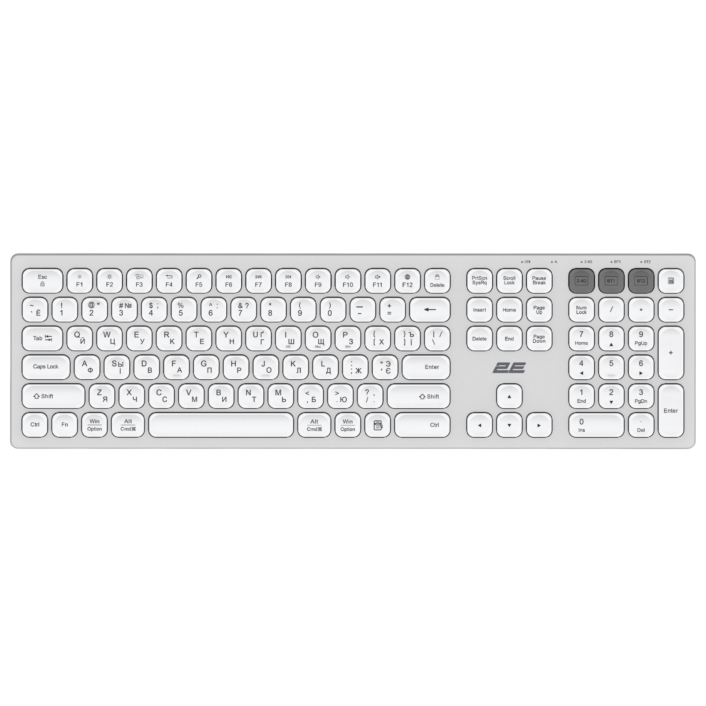 Клавиатура беспроводная 2E KS270 WL BT White ножничные