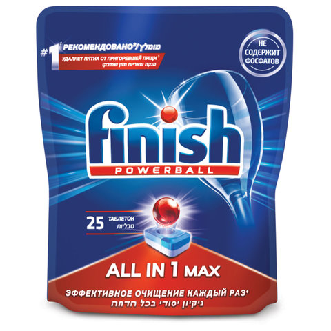 Таблетки для мытья посуды в посудомоечных машинах FINISH Power 25 таблеток x6