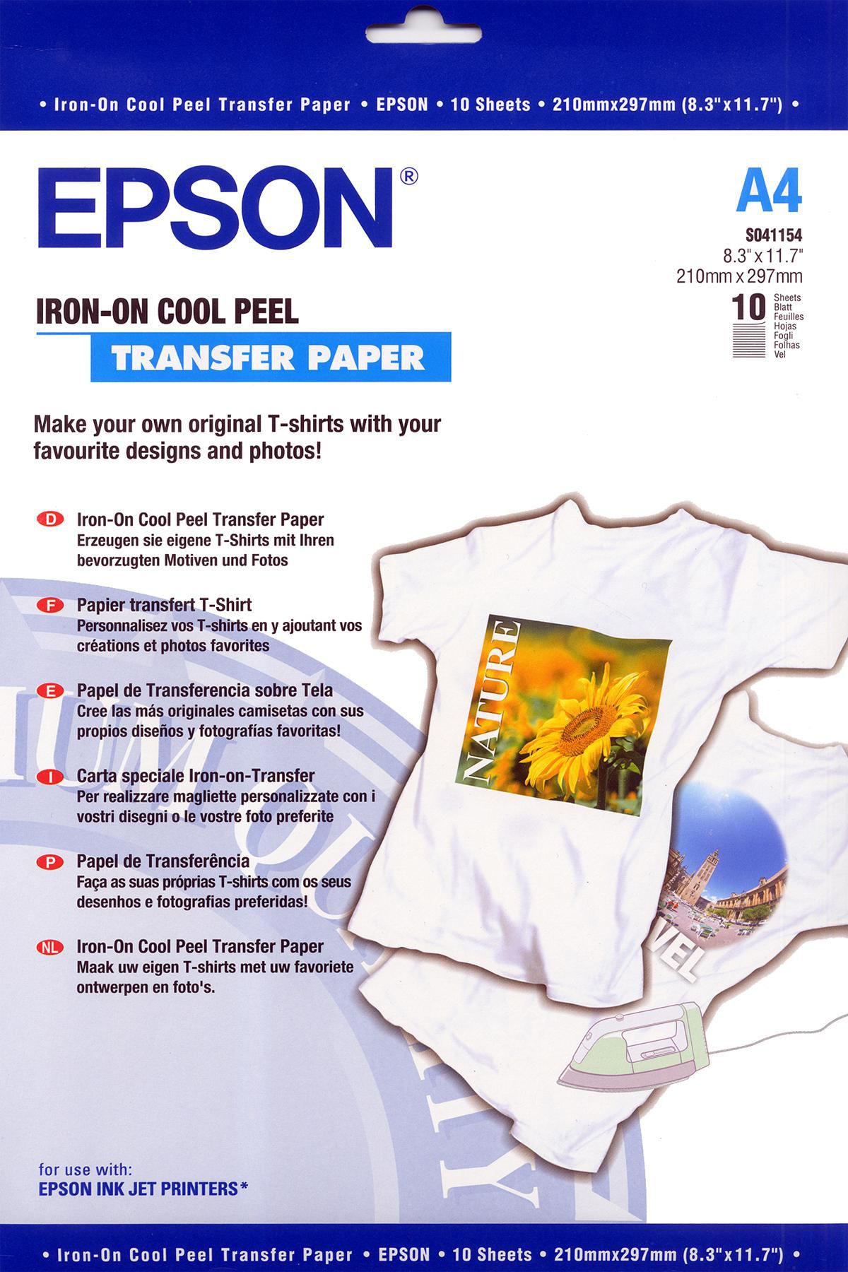 Iron-on Peel Transfer Paper. Листы. Формат: A4. Количество листов в упаковке 10. Размеры рулона/листа A4