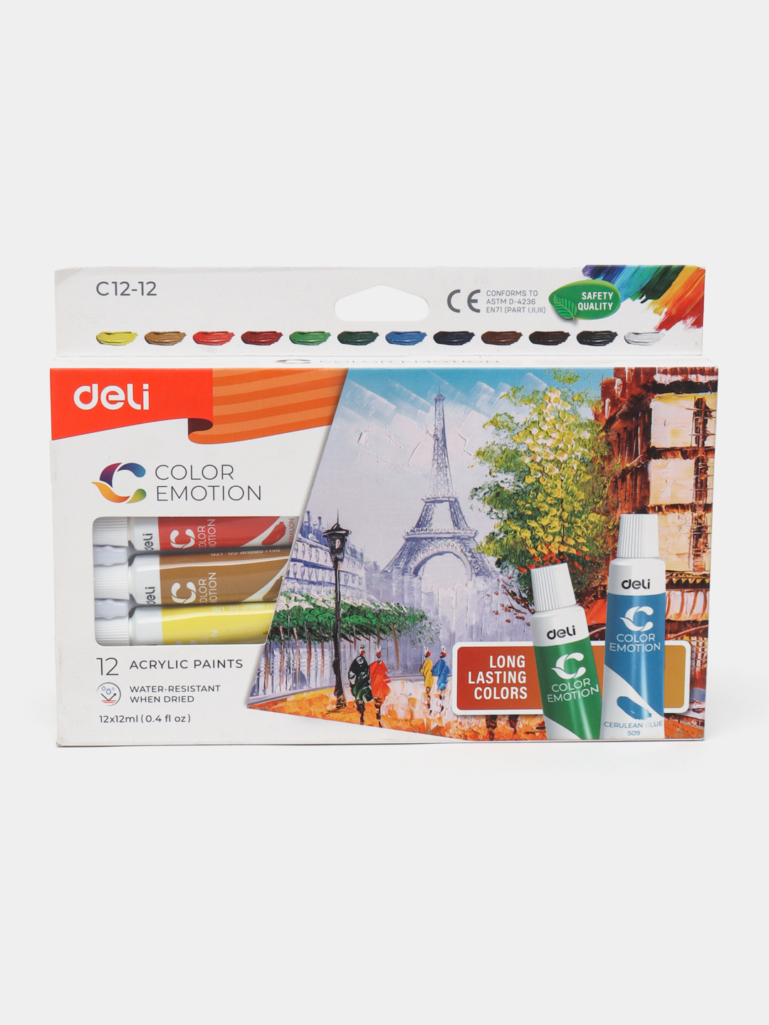 Краски акриловые 12цв 12мл/туба C12-12 Deli
