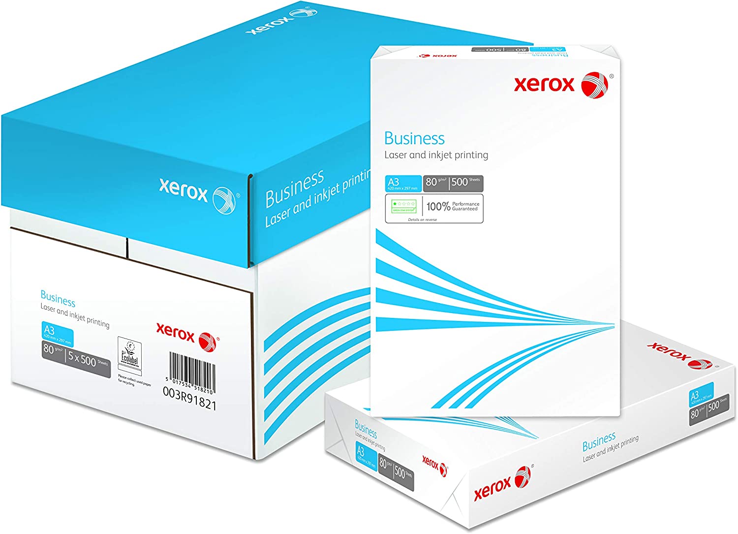 Xerox Business - Бумага для офиса класса B, A3, 80гр/м2, 500 листов,  5 пачек в коробке, непрозрачность 93%, белизна 164, толщина 106 мкм