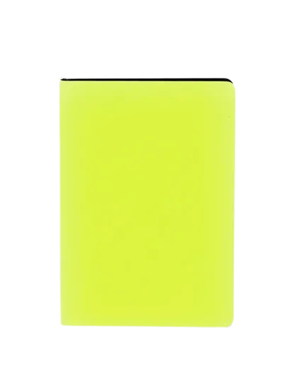 Ежедневник недатированный  А5, 272 стр. Бумага офсетная, картон переплетный, полиуретан. Мягкий переплет. Шелковая закладка. Черное теснение страниц. Цвет яркий неоновый розовый, желтый, зеленый.