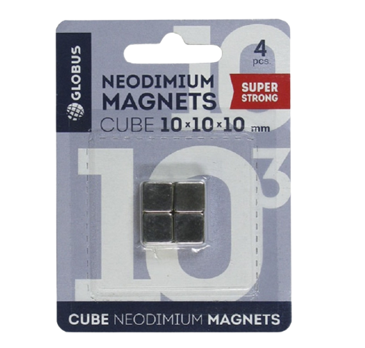 Набор магнитов неодимовых 10х10х10 мм, 4 шт. куб МН10