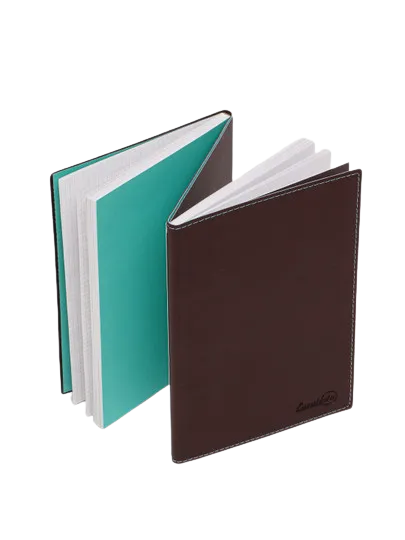 Записная книжка 2 в 1 (А5, 211х146, 320 стр., книжка перевертыш, бумага офсетная, полиутеран) цвет голубой, серый, бежевый, зеленый (клетка)