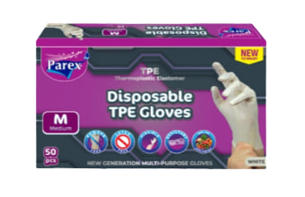 Одноразовые  перчатки parex-tpe (термопластэластомер) белые  - m, 50 шт.