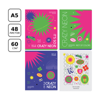Тетрадь 48л., А5, клетка BG "Crazy neon", неоновая краска