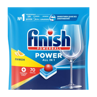 Таблетки для мытья посуды в посудомоечных машинах FINISH Power 70 таблеток Лимон х4