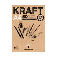 Скетчбук - блокнот 50л. А4 на склейке Clairefontaine "Kraft", 120г/м2, верже, крафт