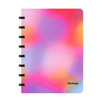 Бизнес-тетрадь А5+, 80л., Berlingo "Gradient", глиттер эффект, клетка, на кольцах, с возм. замены блока, 80г/м2,  пластик