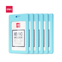 Бейдж вертикальный 89х54  8317 (голубой) Deli силикон