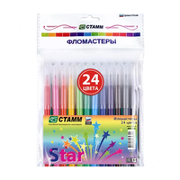 Фломастеры Стамм "Star", 24цв., смываемые, пакет, европодвес