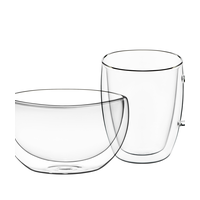 Набор для завтрака Ardesto, чашка 270 мл и пиала 500 мл, с двойными стенками, боросиликатное стекло