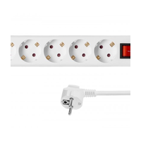 Сетевой фильтр 2Е 5XSchuko с выключателем, 3G*1.5мм, 1.8м, white