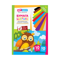 Цветная бумага A4, ArtSpace "Волшебная", 10 листов, 10 цветов, газетная, "Филин"