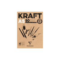 Скетчбук - блокнот 50л. А5 на склейке Clairefontaine "Kraft", 120г/м2, верже, крафт