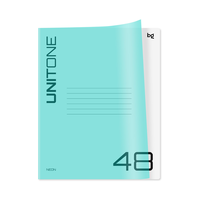 Тетрадь 48л. клетка BG "UniTone. Neon", пластиковая обложка, неон голубой
