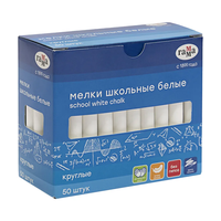 Мелки школьные Гамма, белые, 50 шт., мягкие, круглые, картонная коробка