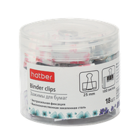 Зажимы для Бумаг Hatber 25мм с печатью Flores 18шт. в пласт.тубе	BC_059176