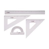 Набор чертежный большой Стамм, (треуг. 2шт., линейка 30см, транспортир), прозрачный бесцветный