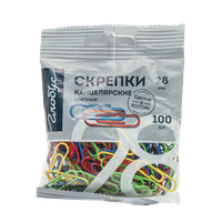 Скрепки канцелярские L28 мм, 100 штук. цветные в пакете С28-100 П Пл