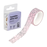 Клейкая лента декоративная MESHU "Pink elegance", 1,5см*3м